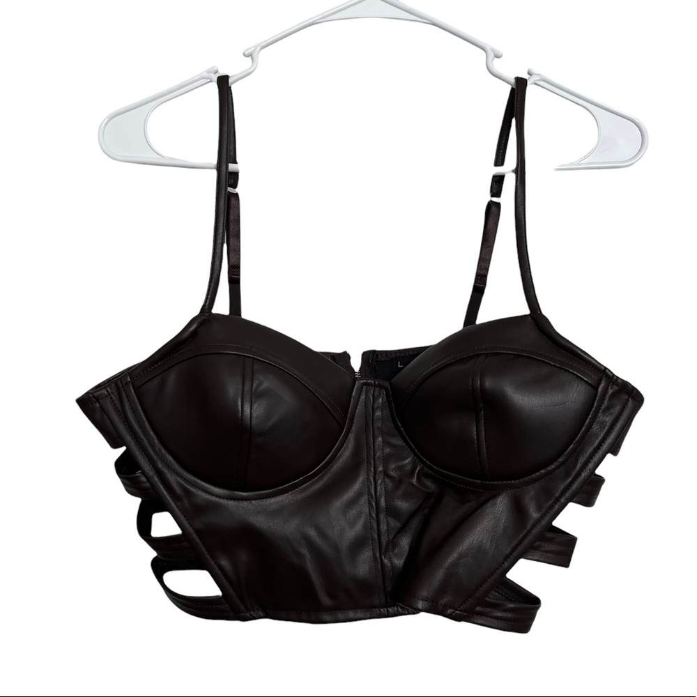 Hesperus dark brown leather crop top large
